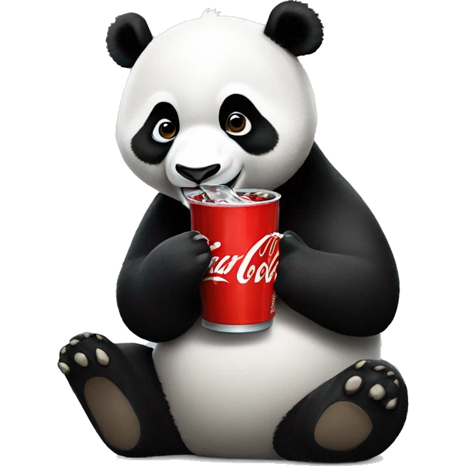 Panda who eating and drink coca cola emoji