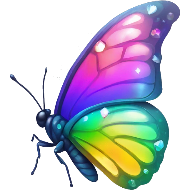 One Shiny-Colorful-Iridescent-Sparkle-Rainbow-Gradient-Crystal-Gem-Butterfly-Crystal-Fly emoji