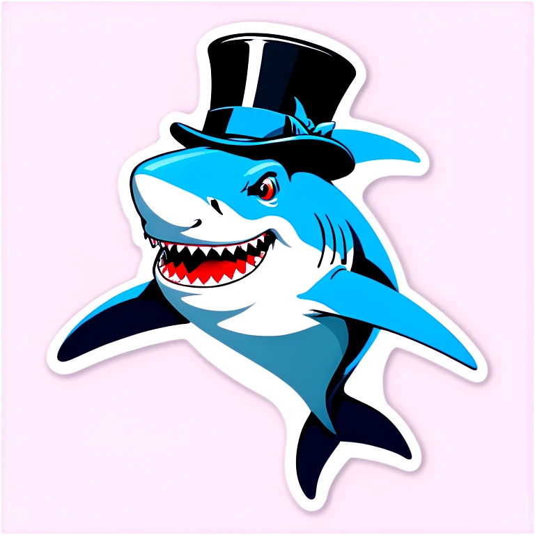 Shark with a top hat emoji