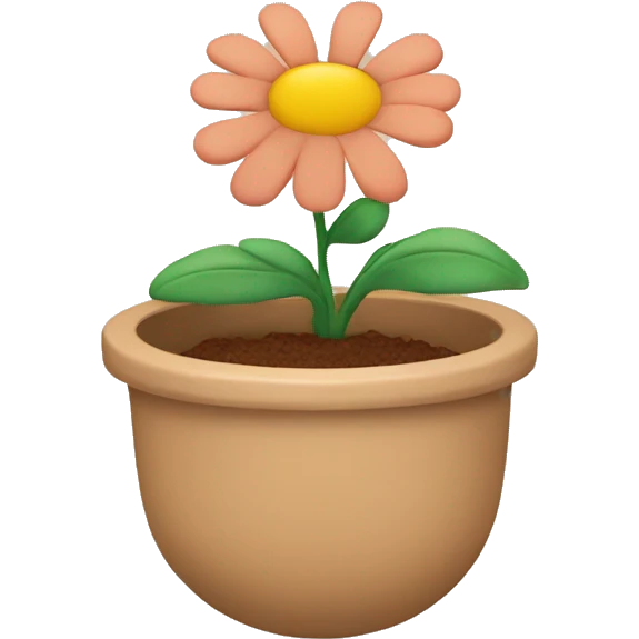 there is a pot in pastel brown colors and there is an indoor flower in it emoji