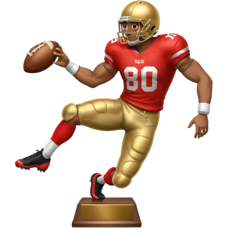 trophy of football player gold player giving stiff arm knee up emoji