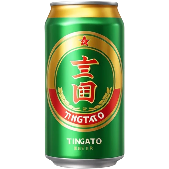 Tsingtao beer can, iconic green and gold design, famous Chinese beer, emoji style emoji