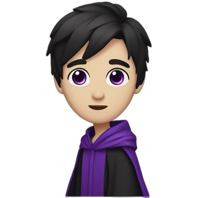 emo with purple eyes short dark hair wearing robes emoji