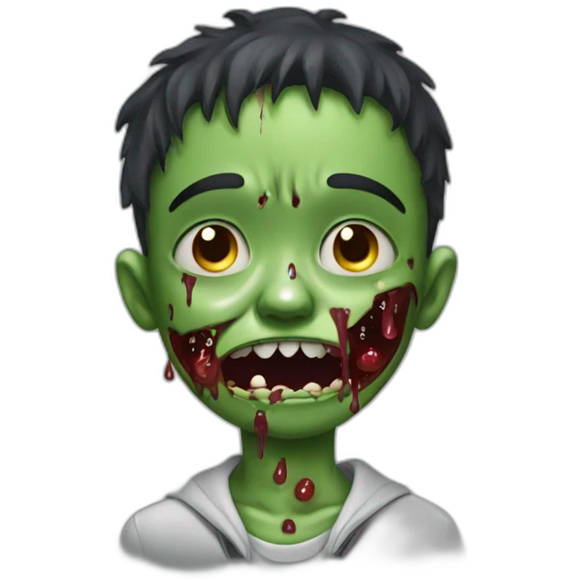 Boy dressed as a zombie crying tears for candy emoji