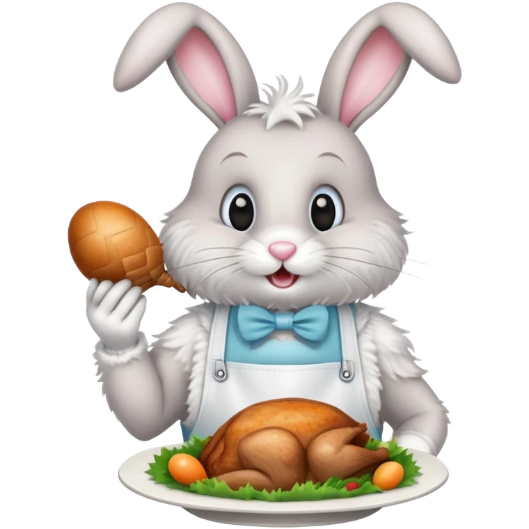 Easter bunny, eating turkey dinner emoji