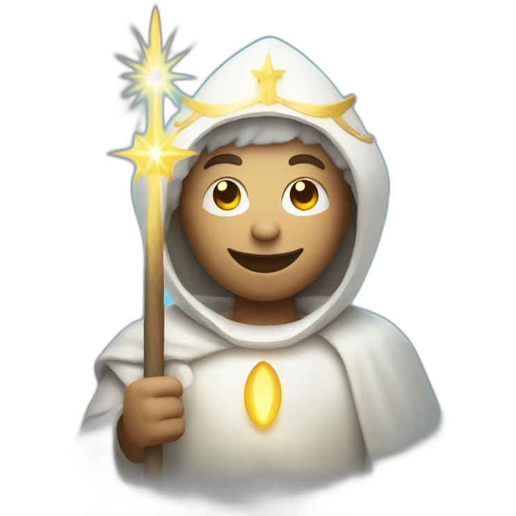 white pilgrim with a staff and a halo of light emoji