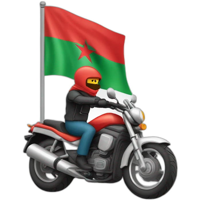 quelqu'un sur une moto avec le drapeau du Maroc derrière emoji