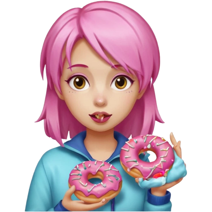 pink hair fat girl eating donuts emoji