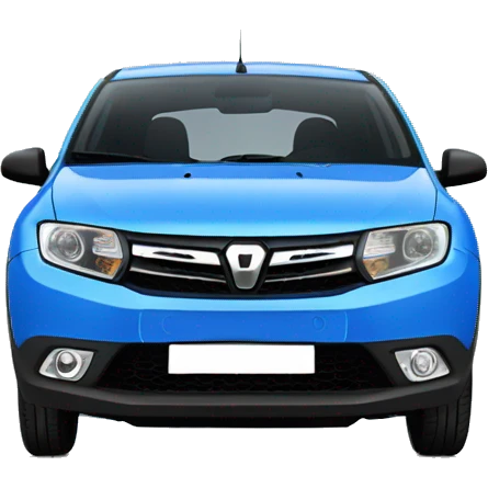 blue dacia sandero with 3 wheels seen from front emoji
