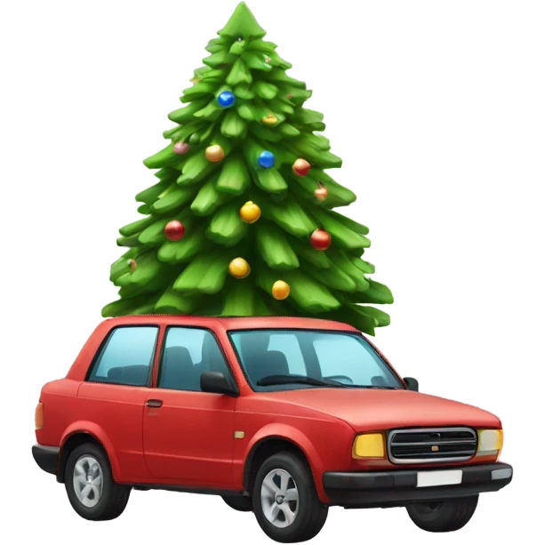 explore car with Christmas tree emoji