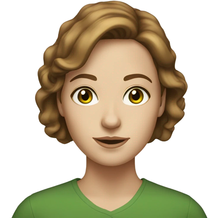 30 year old white woman brown hair green eyes emoji