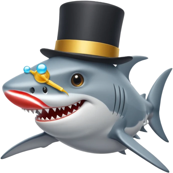 Shark with a top hat emoji