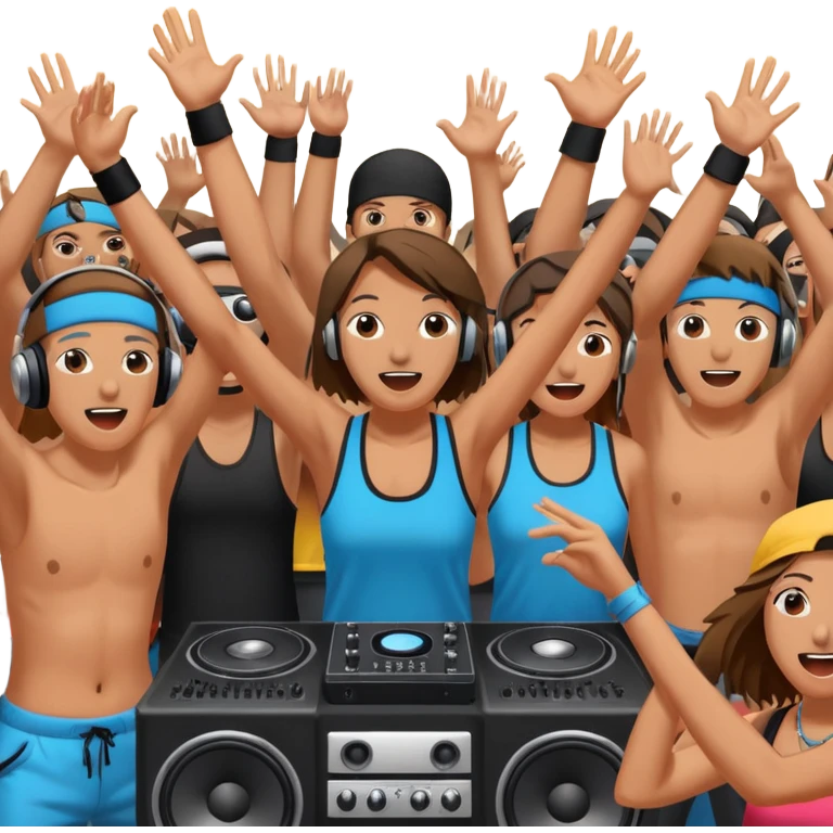 people moshing against a big soundsystem emoji