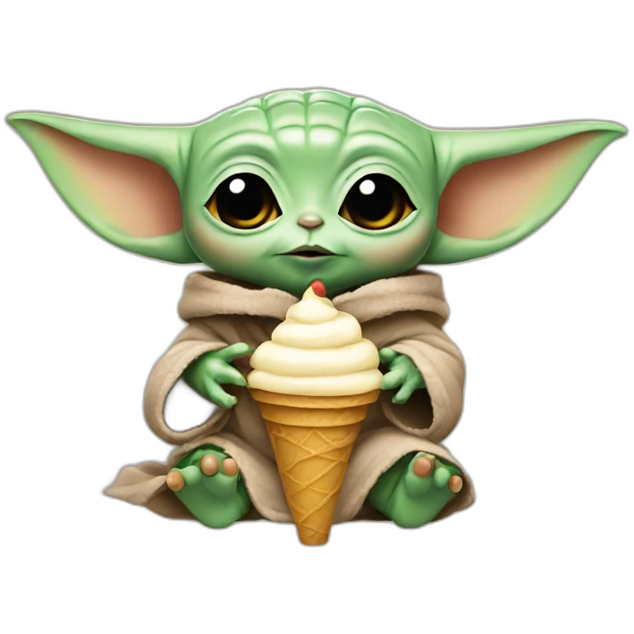 Baby yoda with ice cream emoji