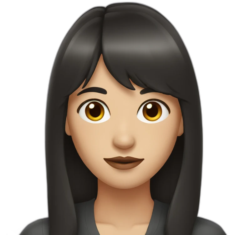 woman with dark long hair and bangs emoji
