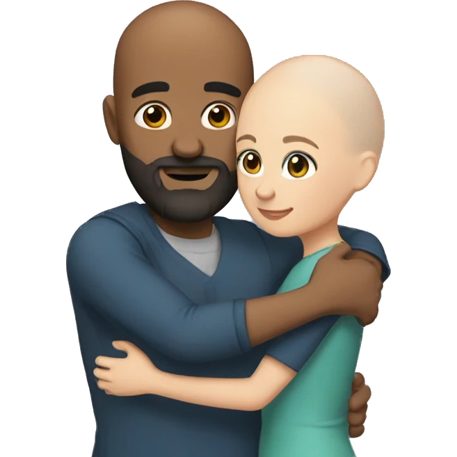 bald with dark grey beard with brunette girl hugging emoji