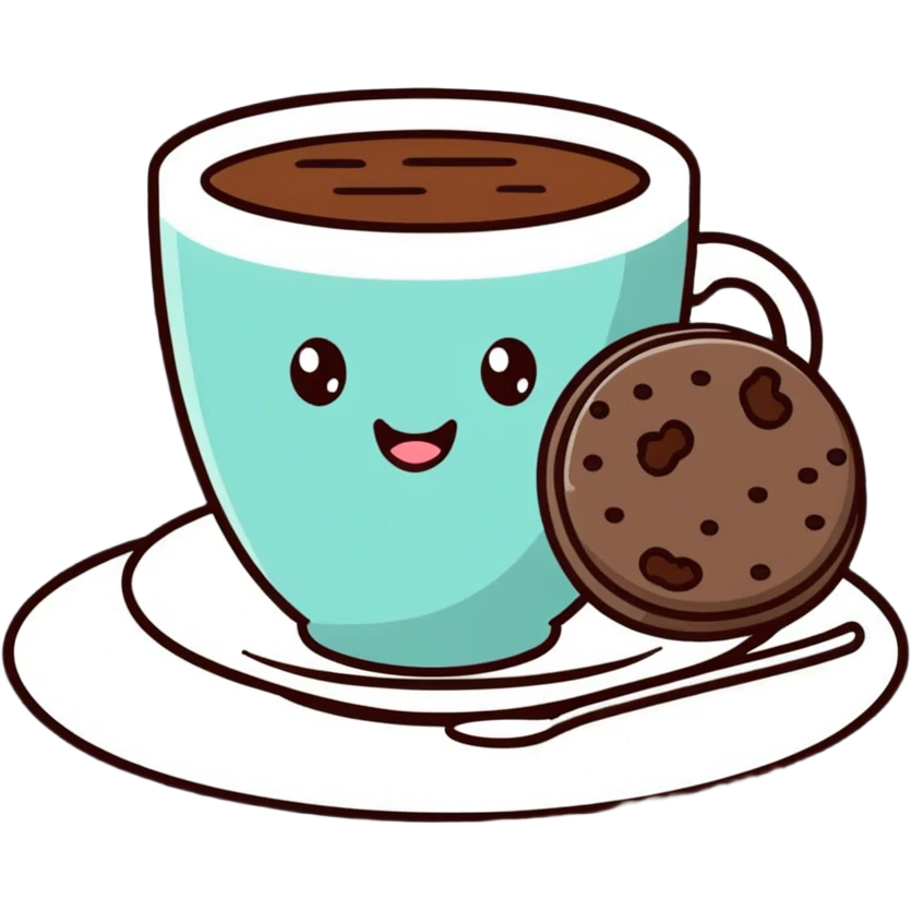Tea cup with cookie emoji