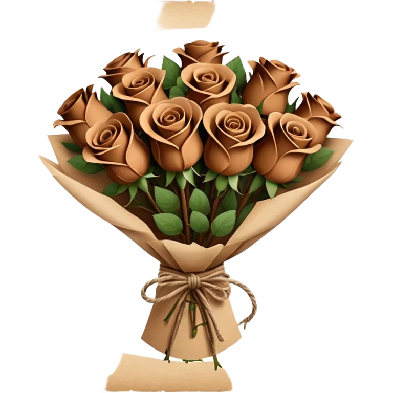 Bouquet of brown roses in a paper package emoji