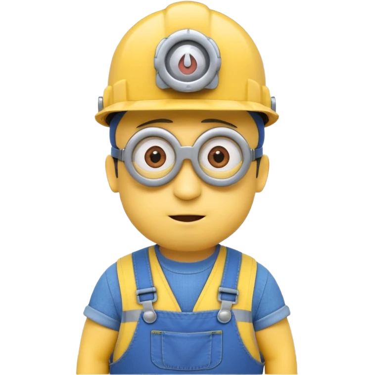 Minion wearing small hard hat emoji