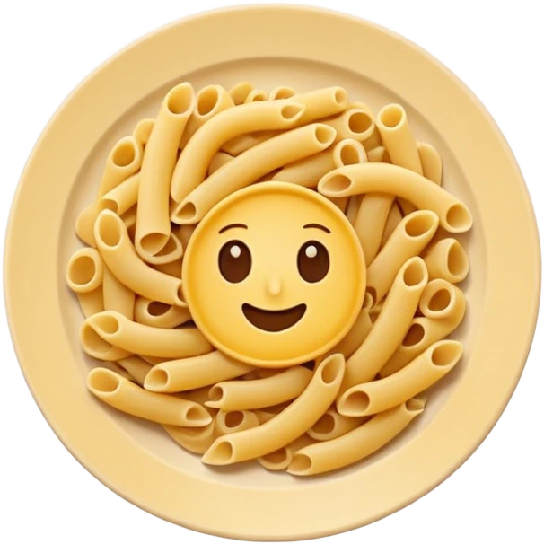 European cuisine humanless avatar in modern emoji-style illustration. Plate with pasta and bread, neutral warm colors, simple shapes, flat design, elegant and friendly. emoji