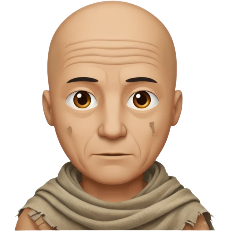 ancient man bold head, tattered cleopath skin cloth emoji