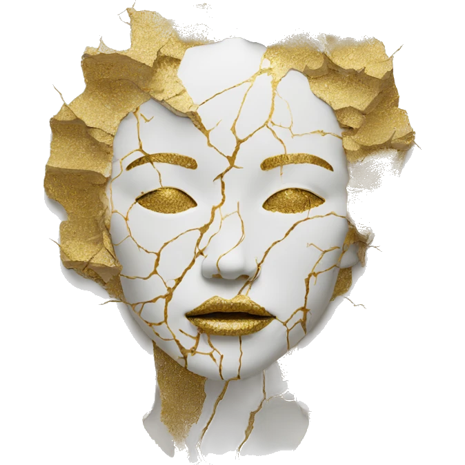 Person face portrait made entirely of kintsugi emoji