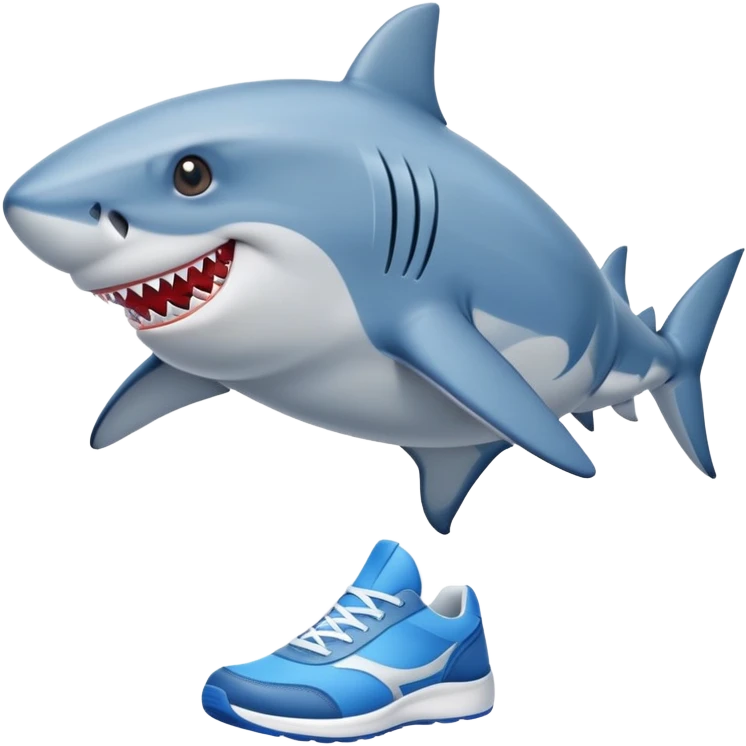 Ase un tiburón con zapatillas azules emoji