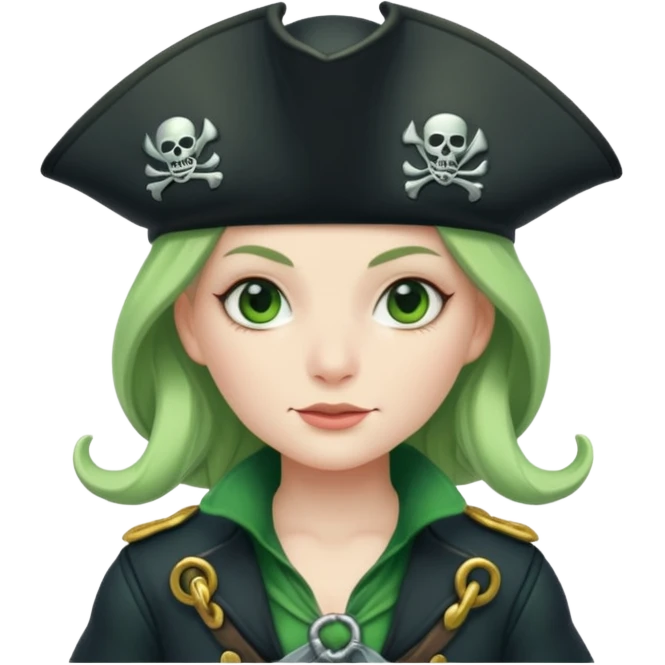 female whale pirate, in green pirate outfit  emoji