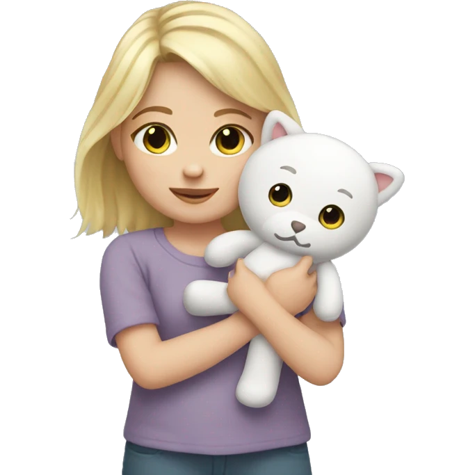 little white girl with baby plushy emoji