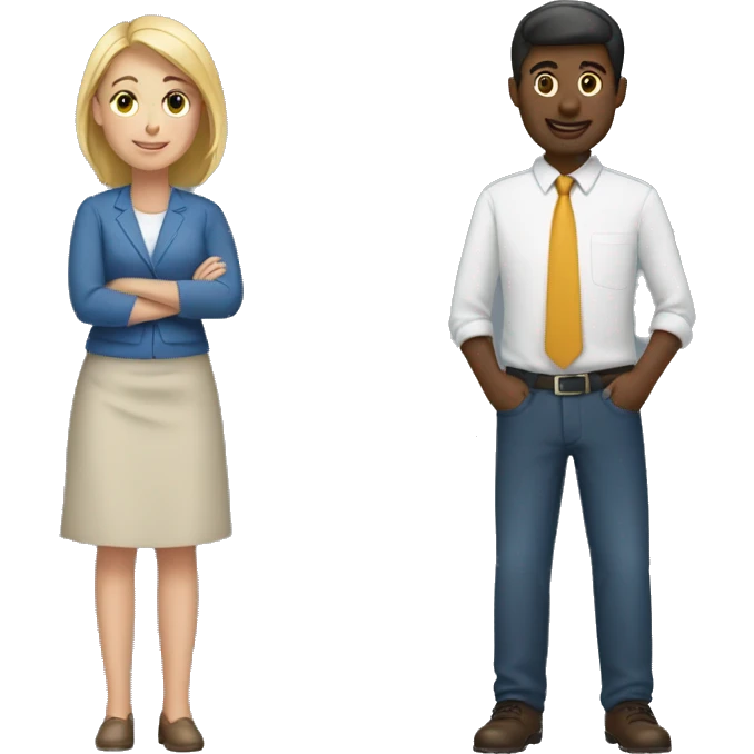 one woman and one man working together emoji