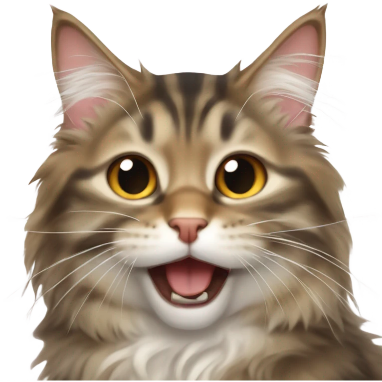 very cute yawning Mainecoon cat emoji