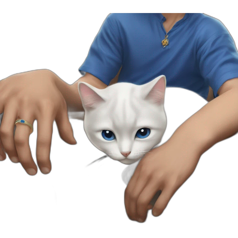blue shirt holding cat solo emoji