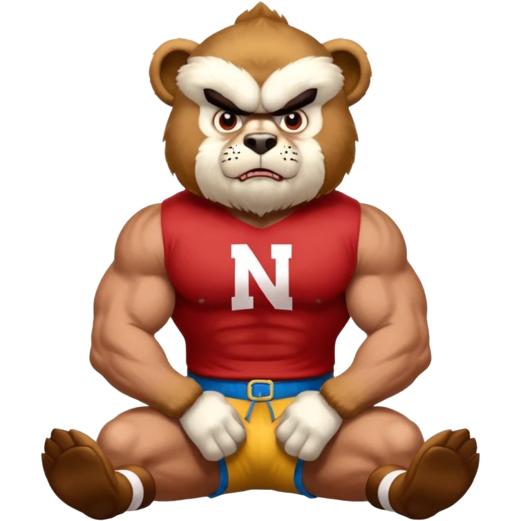 Can you create a emoji of threw Nebraska Cornhusker mascot sitting on top of the UCLA Bruin mascot emoji