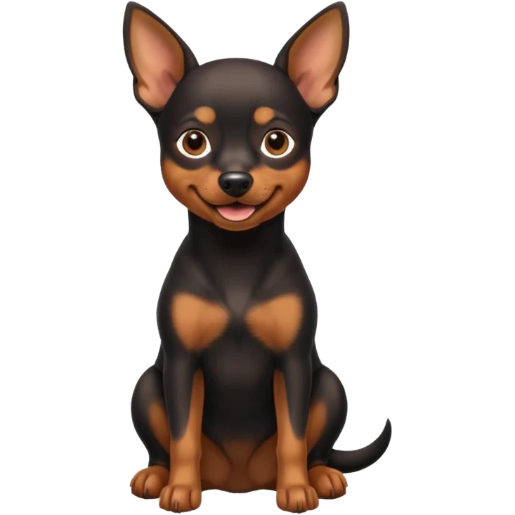 a pinscher dog sitting and smiling emoji