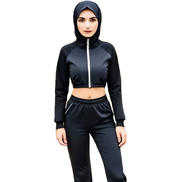 Siyah uzun saçlı siyah ceket  polar ceket ceket gevşek biraz omzundan çıkıyormuş gibi ve bugday ten rengi soltaraftaki omzundan çıkık sadece içinde de siyah crop var crop açık esmer esmer emoji