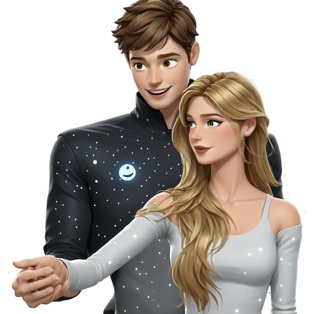smiling couple under constellations emoji