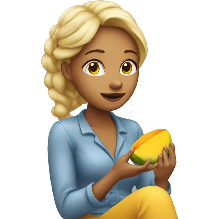 Woman eating mango emoji