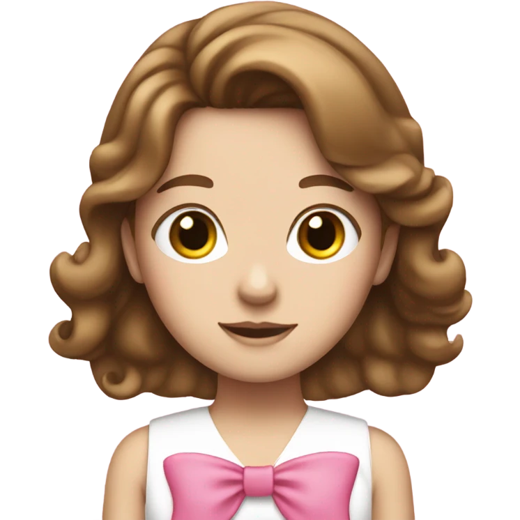 a brown haired white girl with a pink bow in hair emoji