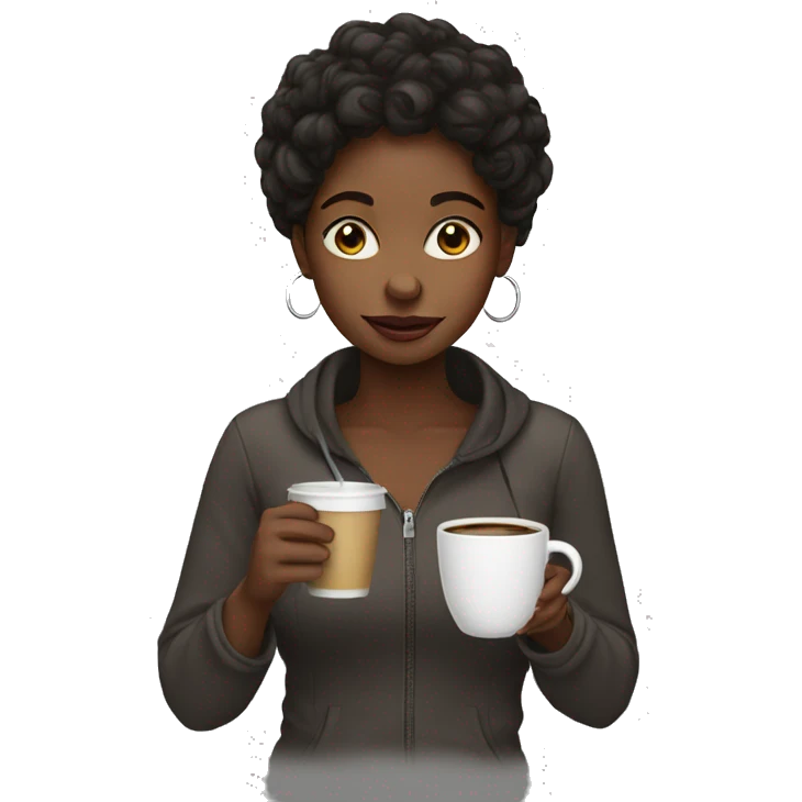Black girl drinking cofee emoji