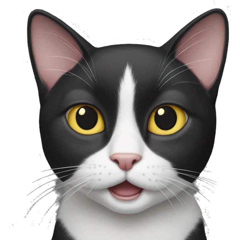 Black and white cat jawning emoji