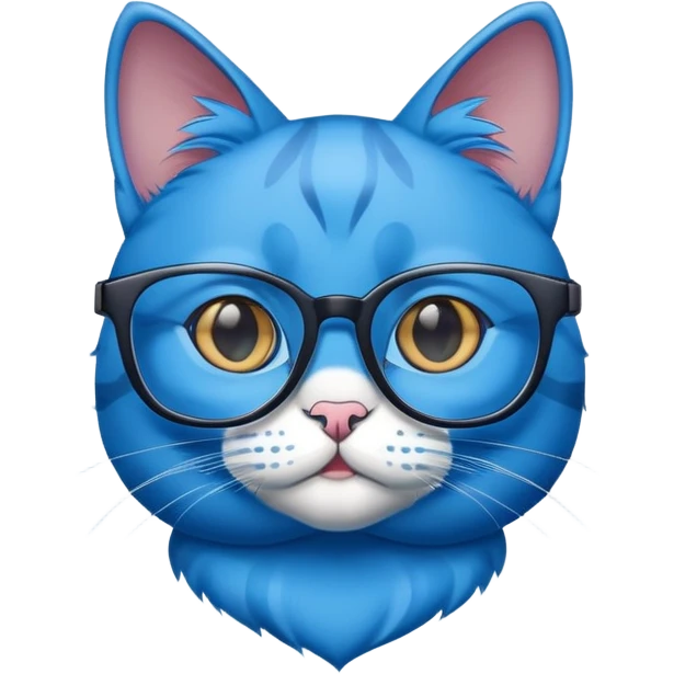 Make a blue cat wearing blue glasess emoji