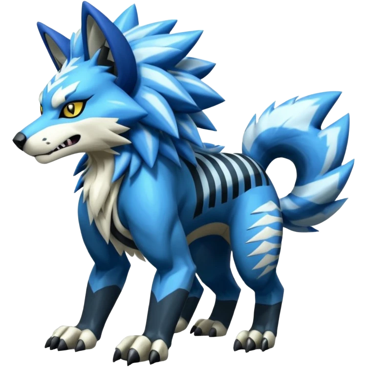 Shiny furry cool Zeraora-WereGarurumon-Obstagoon-fusion emoji