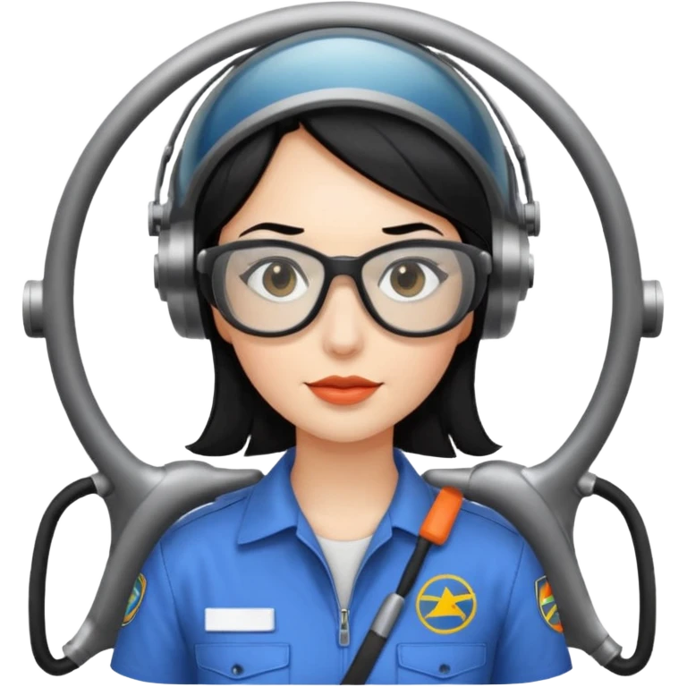 Femme cheveux noir travaille dans le domaine de l'aéronautique emoji