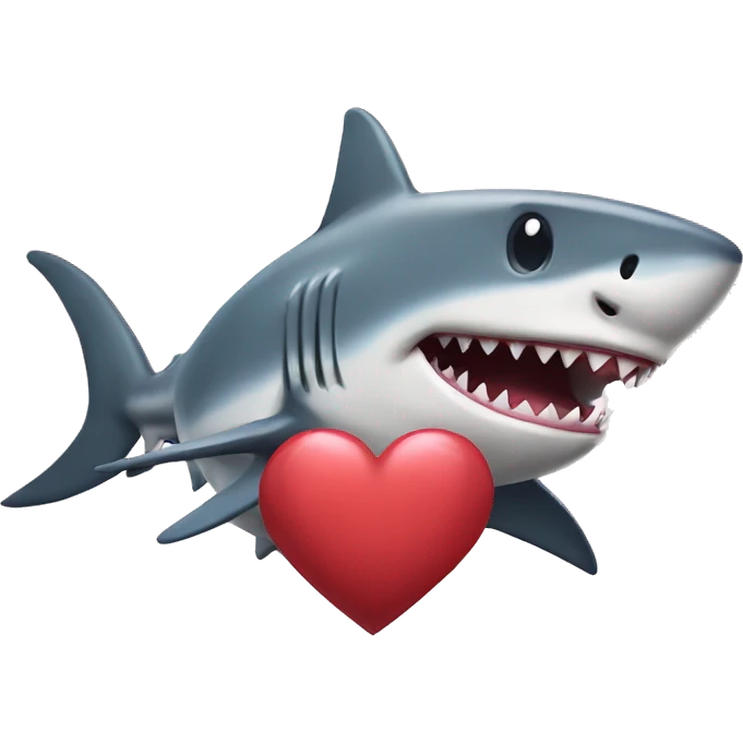 Shark holding a heart emoji