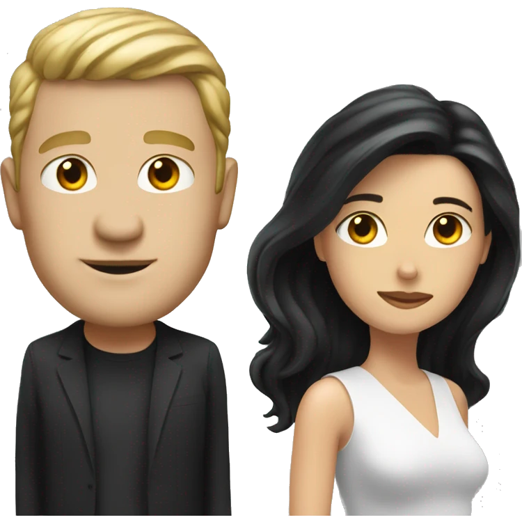 White Man behind white woman with black hair emoji