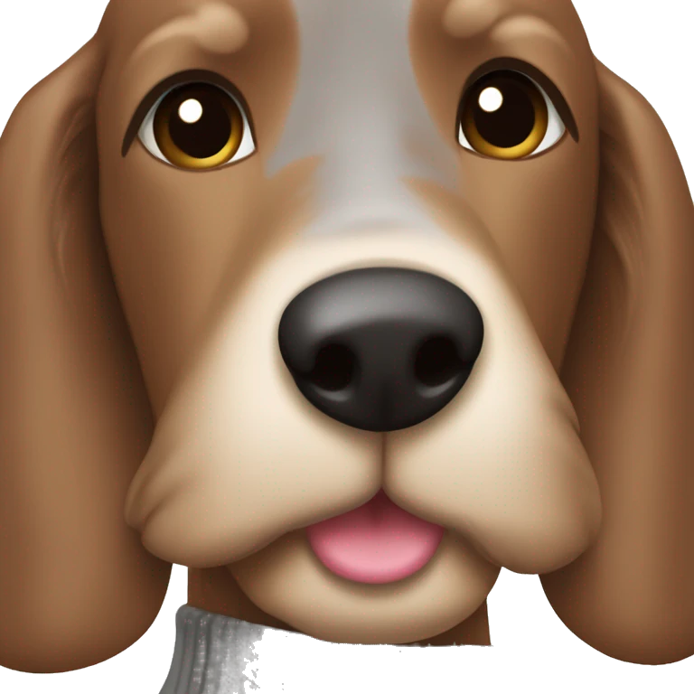 a brown and tan daschshound with midlong hair and a grey wool sweater emoji