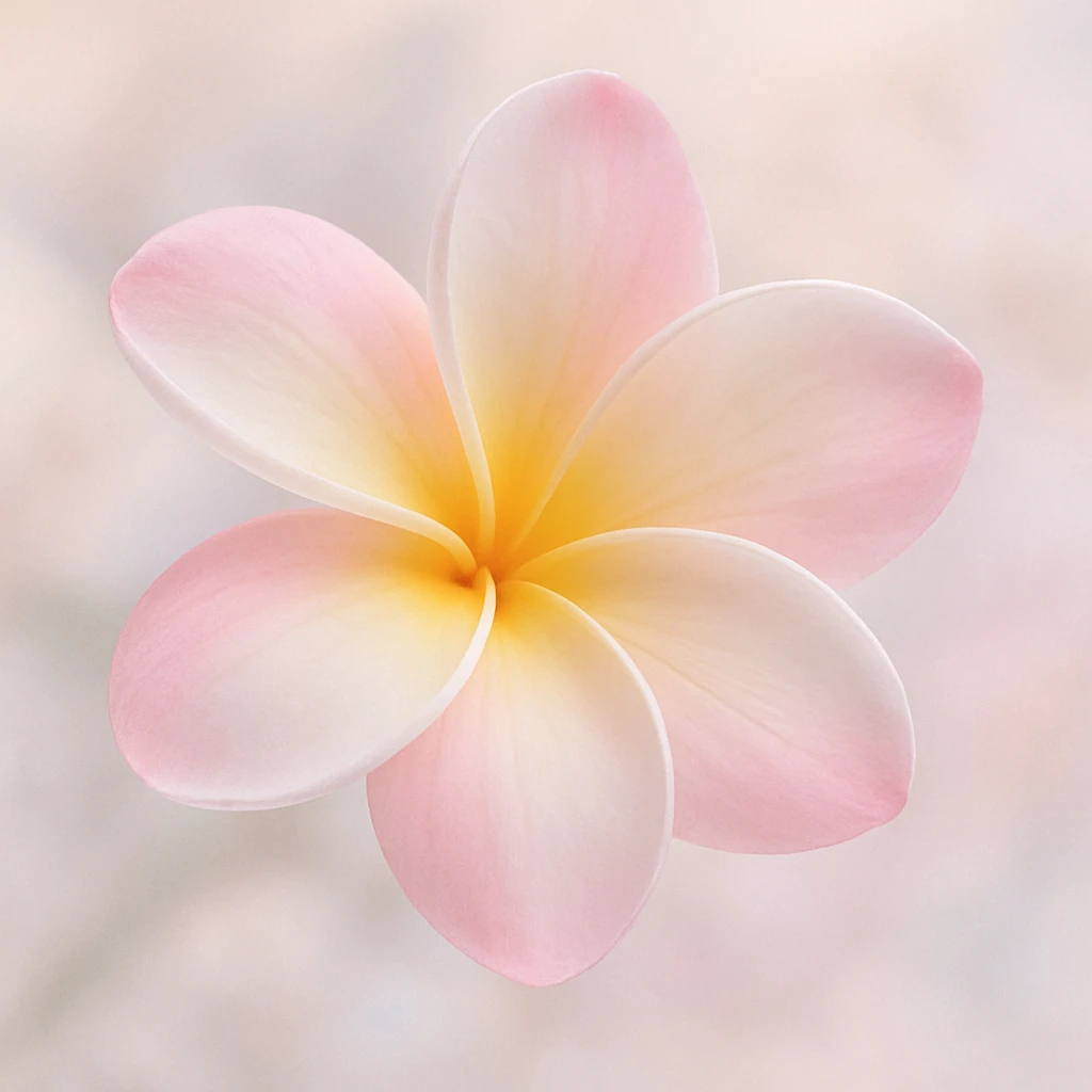 aesthetic plumeria flower, pinterest style, delicate petals, pastel tones, airy and light emoji