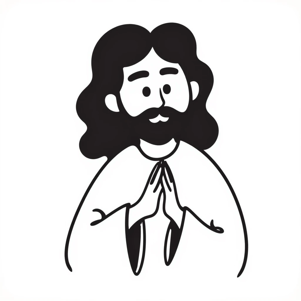 Jesus Christ with long hair and beard, wearing robes, with a kind expression emoji