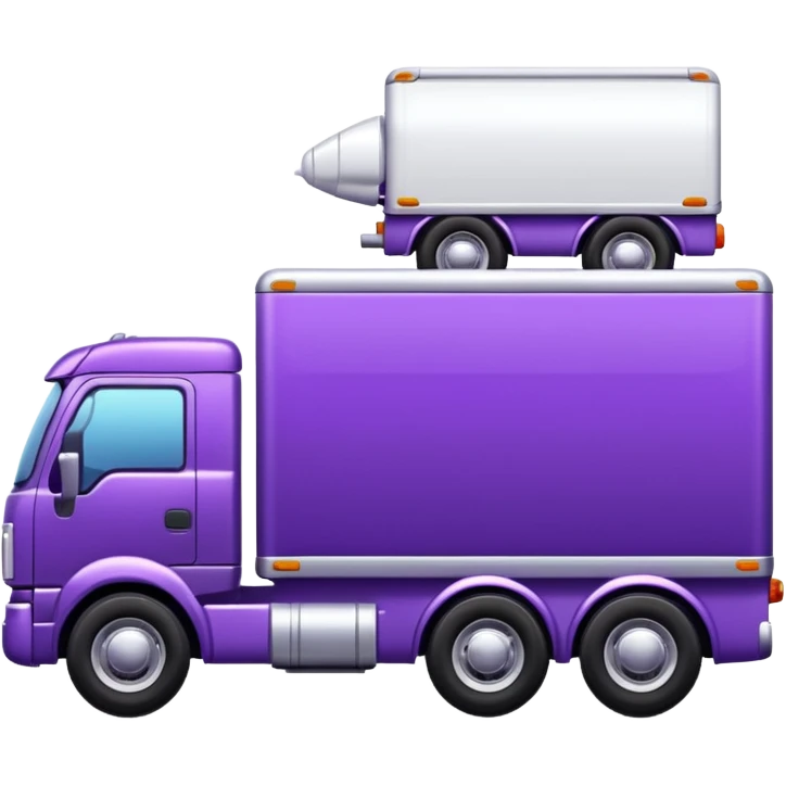 purple truck with a white trailer
 emoji
