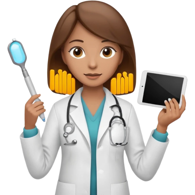 female doctor and ultrasound technician brown hair on technician emoji